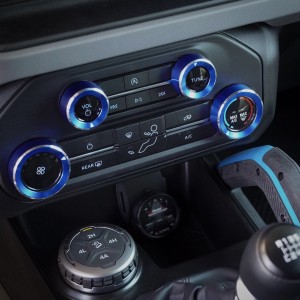 Ford Bronco Central Control Button Cover Set - Billet 4 Piece Console Set - Anodized Blue 